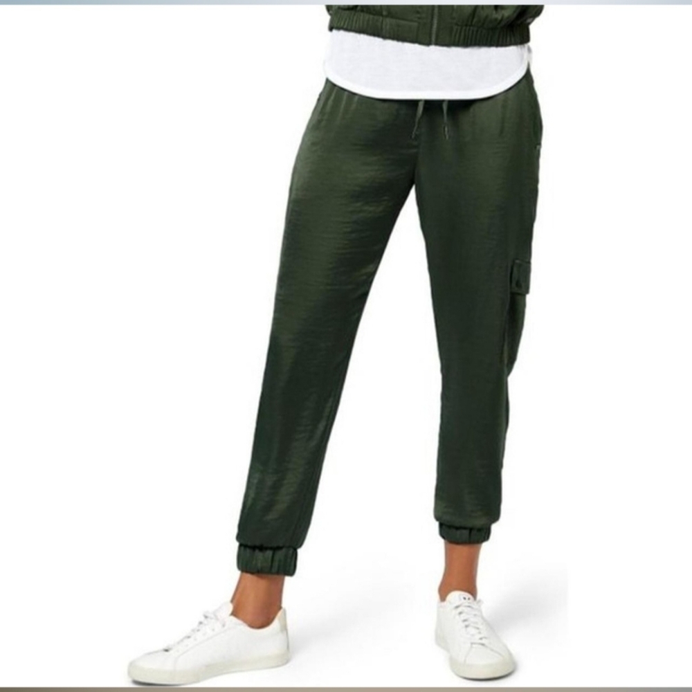 Sweaty Betty London Lux Cargo Satin Jogger Pants Green XS